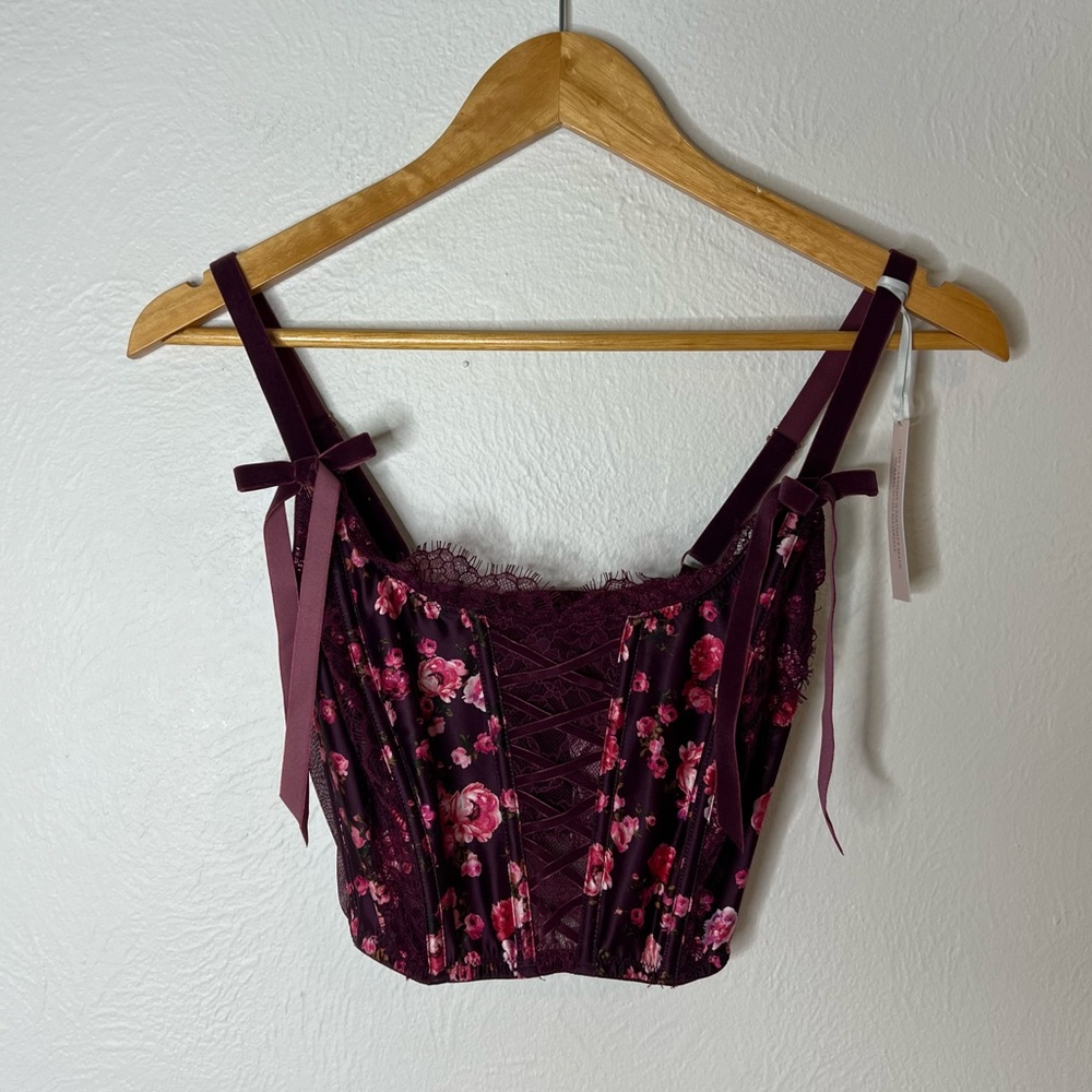 NWT Victoria’s Secret Dream Angels Corset Floral Lace Up Bra Top Size S-DD